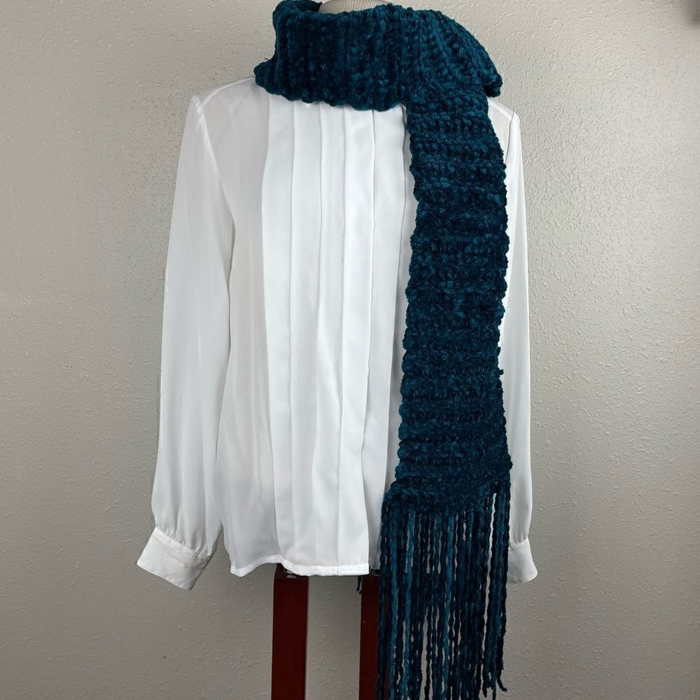 Handmade Rich Blue Extra Long Scarf EUC